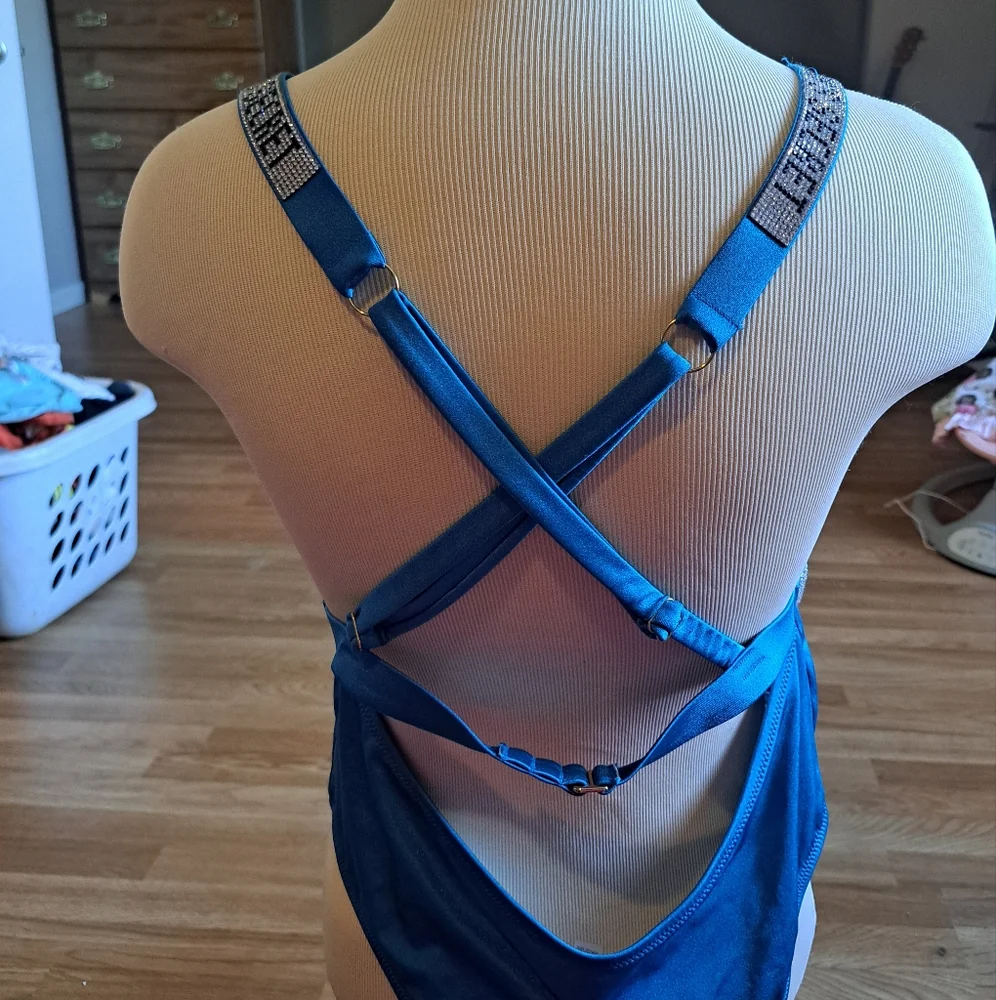 Blue Rhinestone Swimsuit - Picture 3 of 4